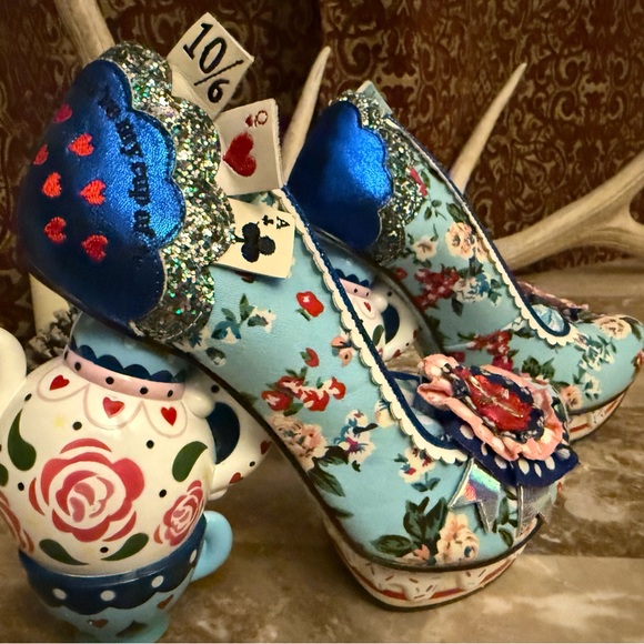 VHTF SUPER RARE LE Irregular Choice Alice in Wonderland heels! Sz 37 NIB - Picture 6 of 13